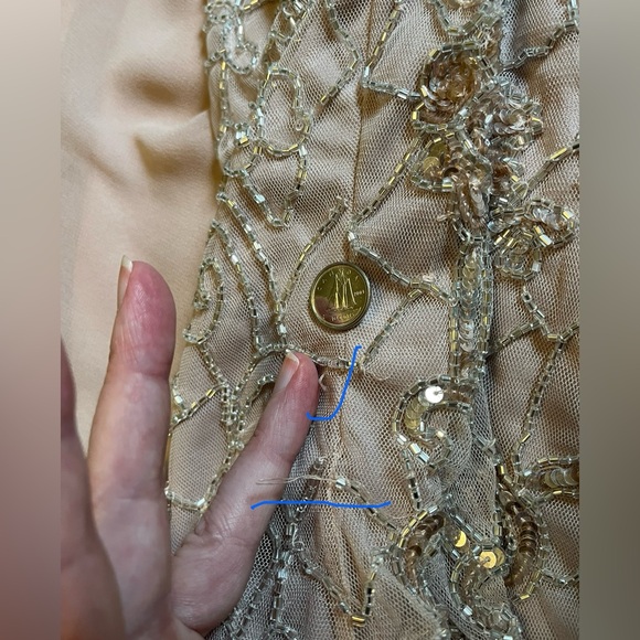 NWT J KARA Beaded Formal Sleeveless Blush Gown with Gold Sequins - Picture 8 of 16